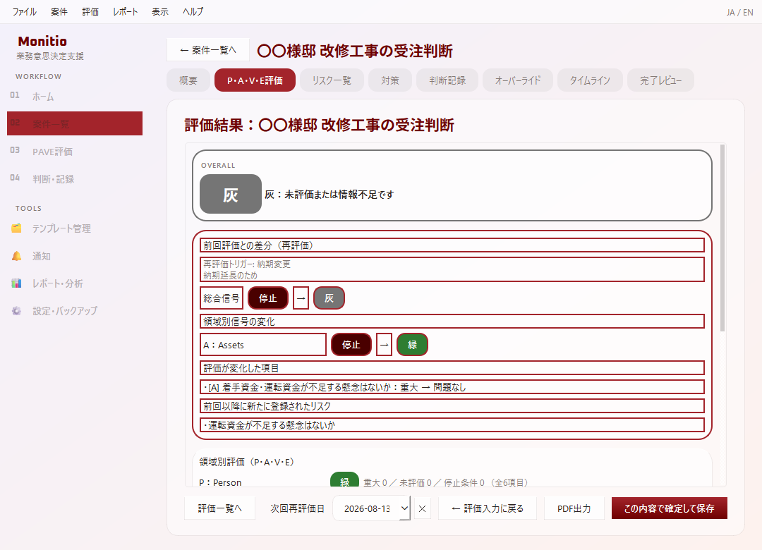 Monitio 前回評価との差分表示