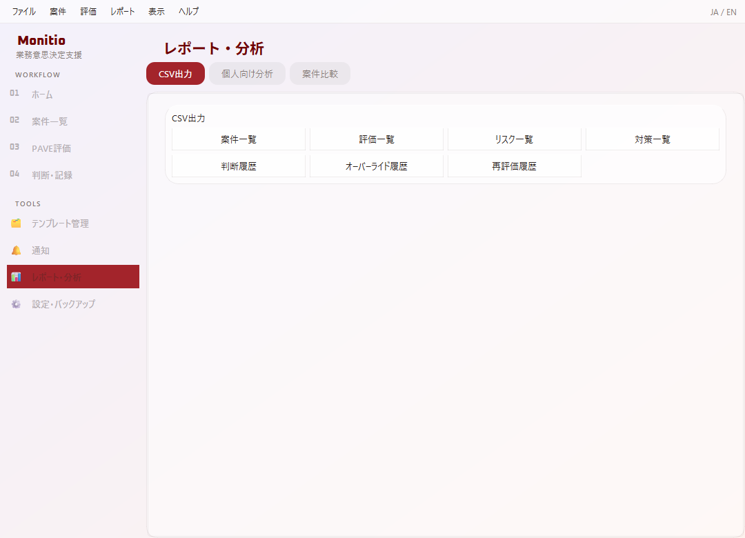 Monitio レポート・分析画面（案件比較）