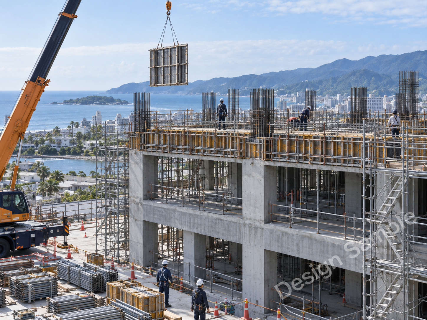 鉄筋コンクリート建築の施工現場